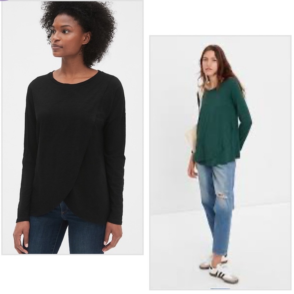 2 Crossover Maternity Nursing Shirts - Black + Green